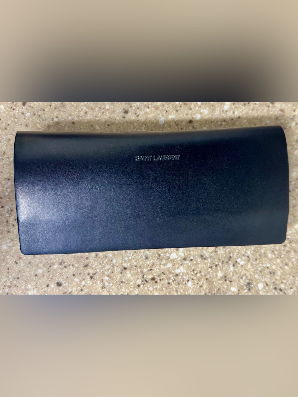 Authentic Saint Laurent YSL Large Black Leather Eyeglass Sunglass Case